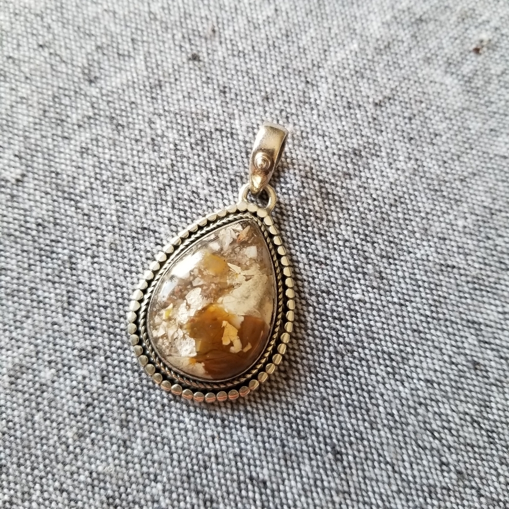 New Brecciated Mookaite Handcrafted Sterling silver 925 gemstone pendant